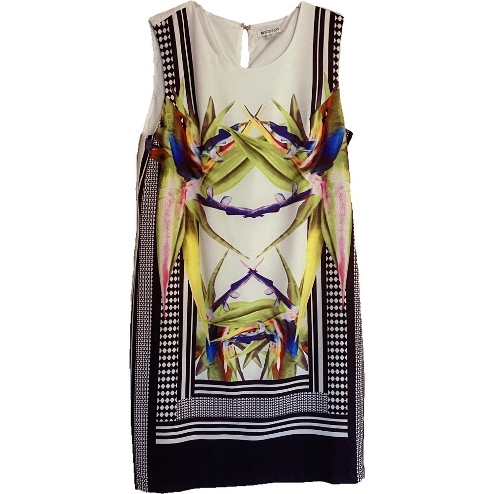 SPANNER Tropical Flowers Botanical Leaves Dress Size Small Summer Vacation Beach